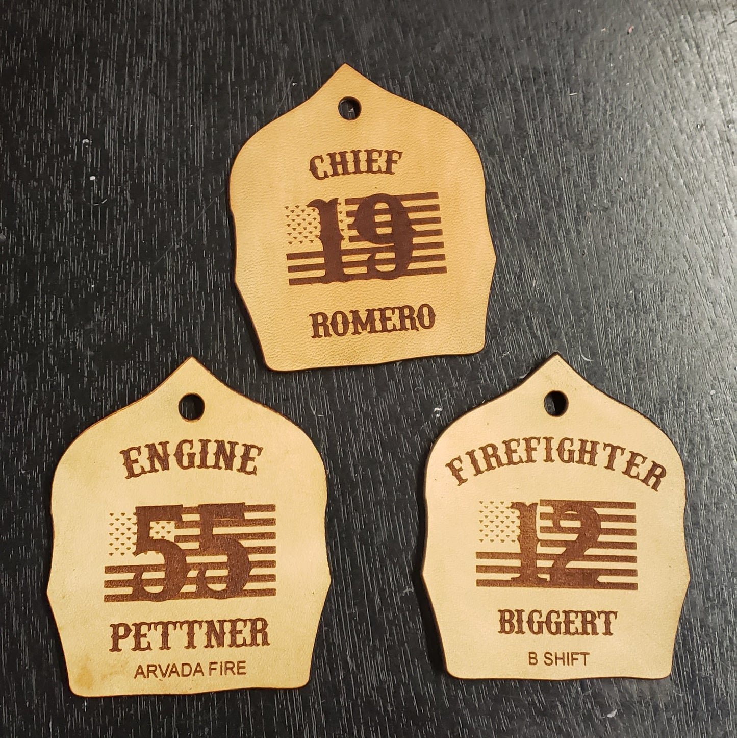 Leather Fire helmet shield Keychain