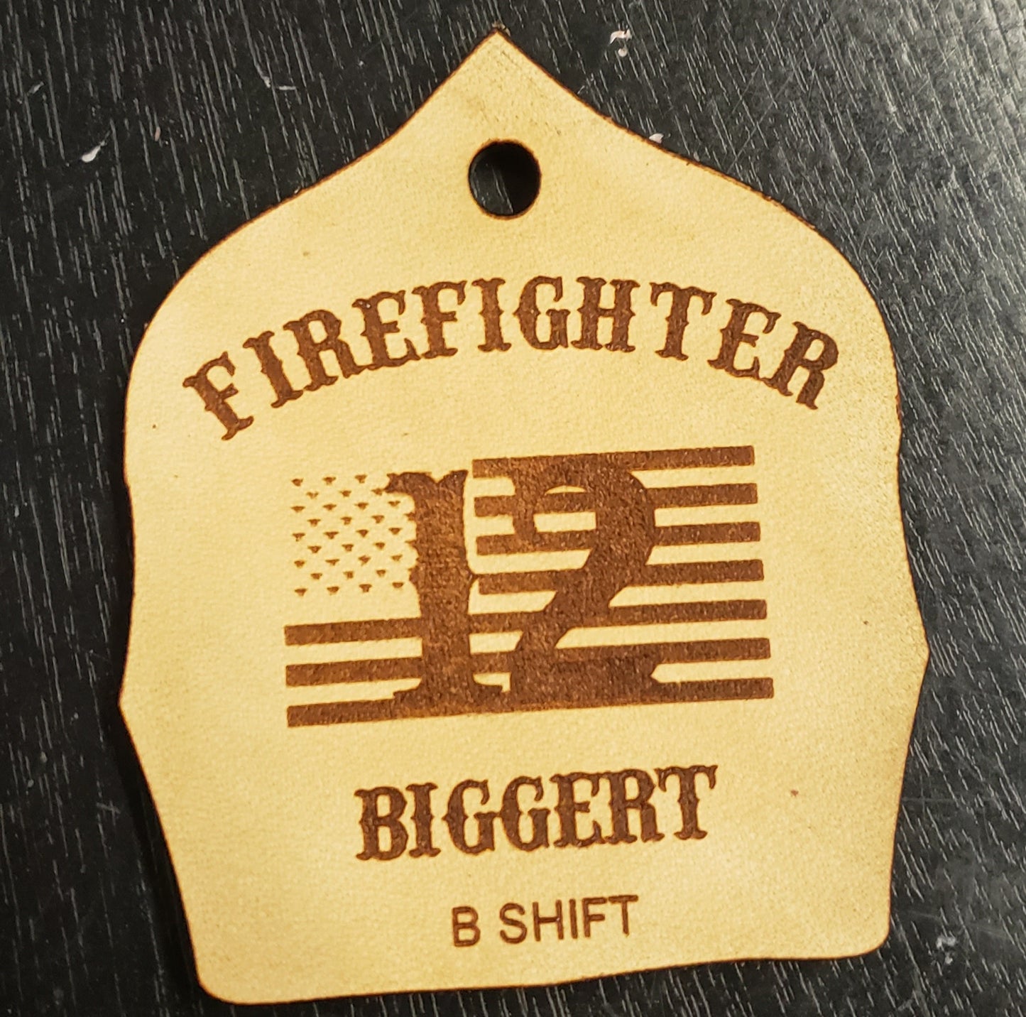 Leather Fire helmet shield Keychain