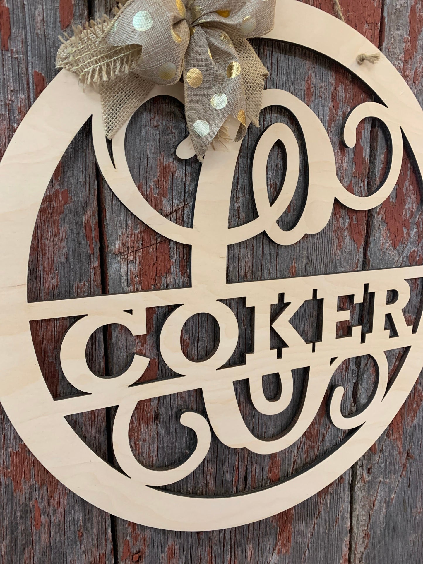 Wooden Monogram Door Hanger - Unpainted Wood Door Hanger - Welcome Door Hanger - Wooden Door Decor