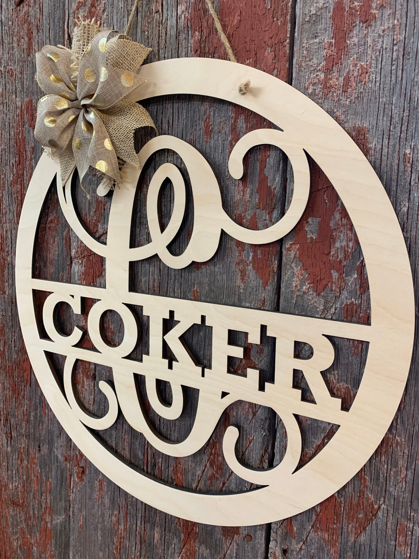 Wooden Monogram Door Hanger - Unpainted Wood Door Hanger - Welcome Door Hanger - Wooden Door Decor