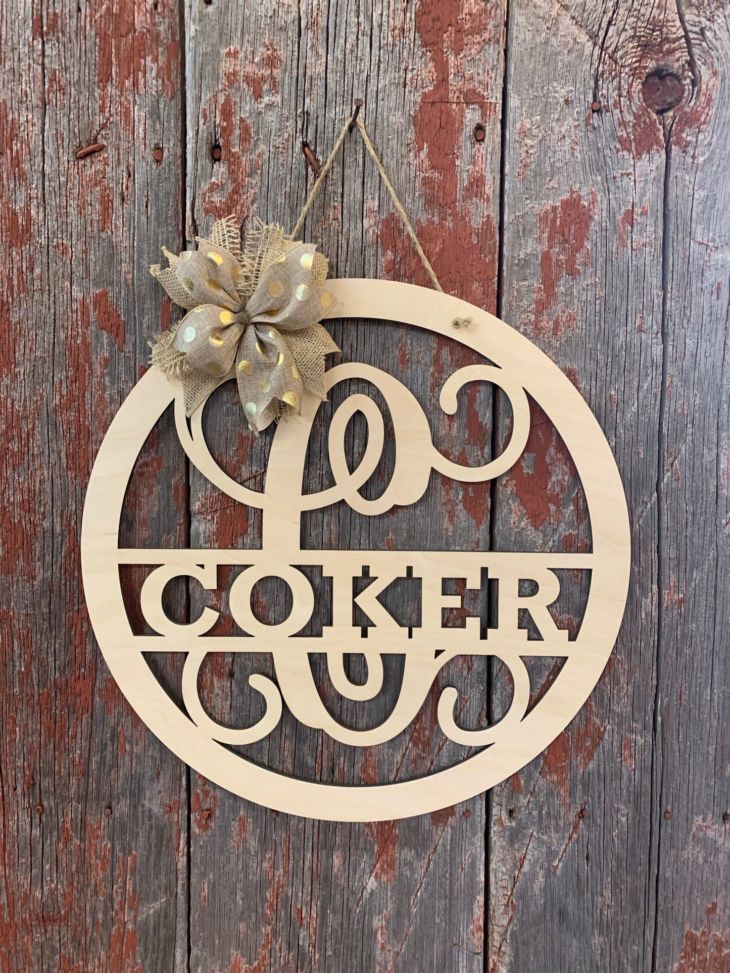 Wooden Monogram Door Hanger - Unpainted Wood Door Hanger - Welcome Door Hanger - Wooden Door Decor