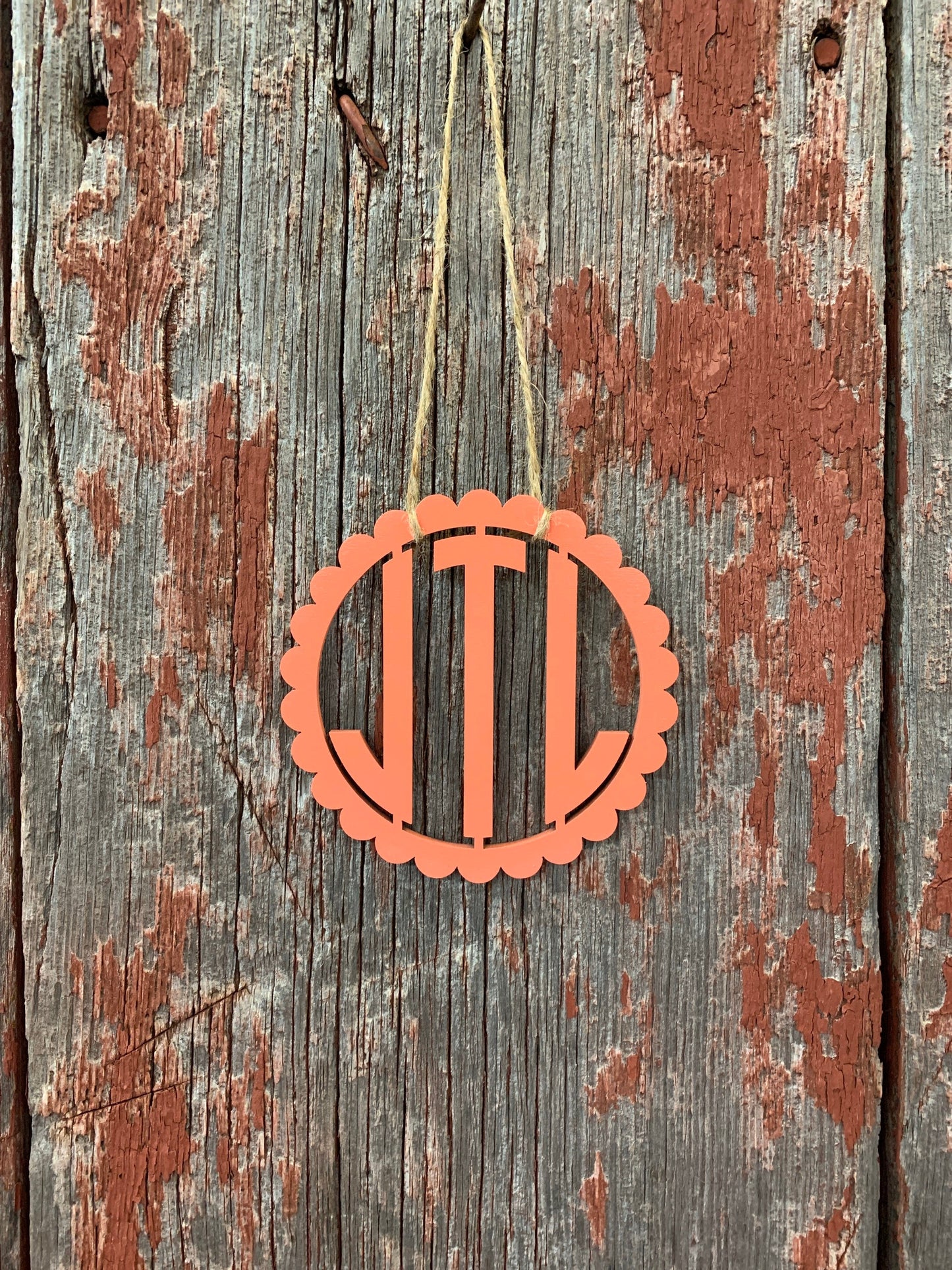 Monogram Car Charm, Scallop, Wood, Homecoming Mum