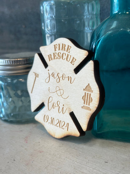 Firefighter Maltese Wedding Magnets