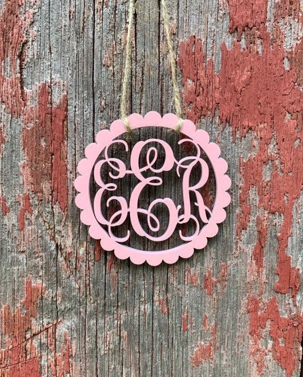 Wooden monogram 2024 car charm