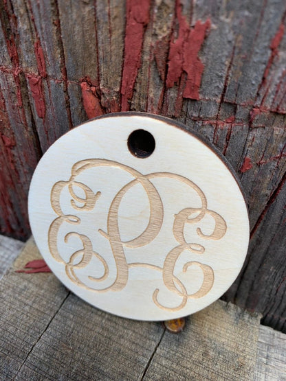 Monogram Wooden Keychain, Wooden Diaper Bag Tags