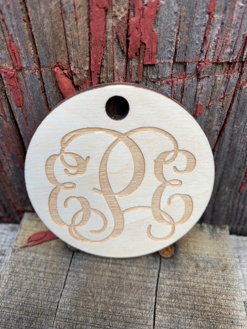 Monogram Wooden Keychain, Wooden Diaper Bag Tags