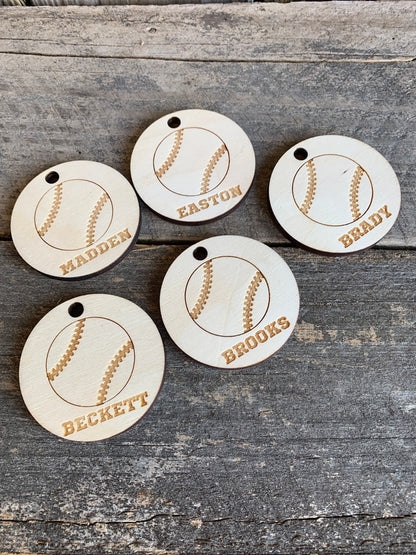 Baseball Wooden Keychain