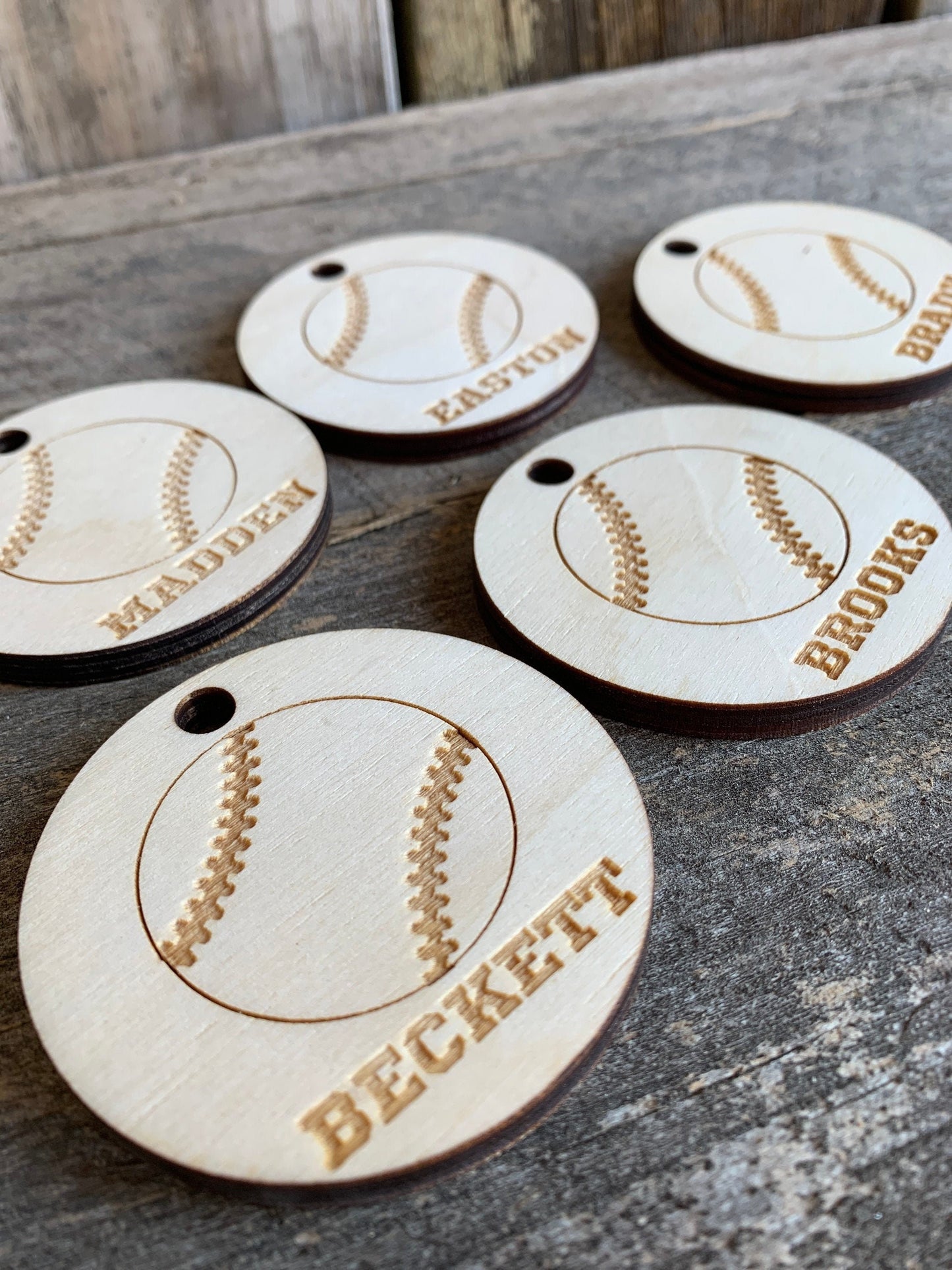 Baseball Wooden Keychain