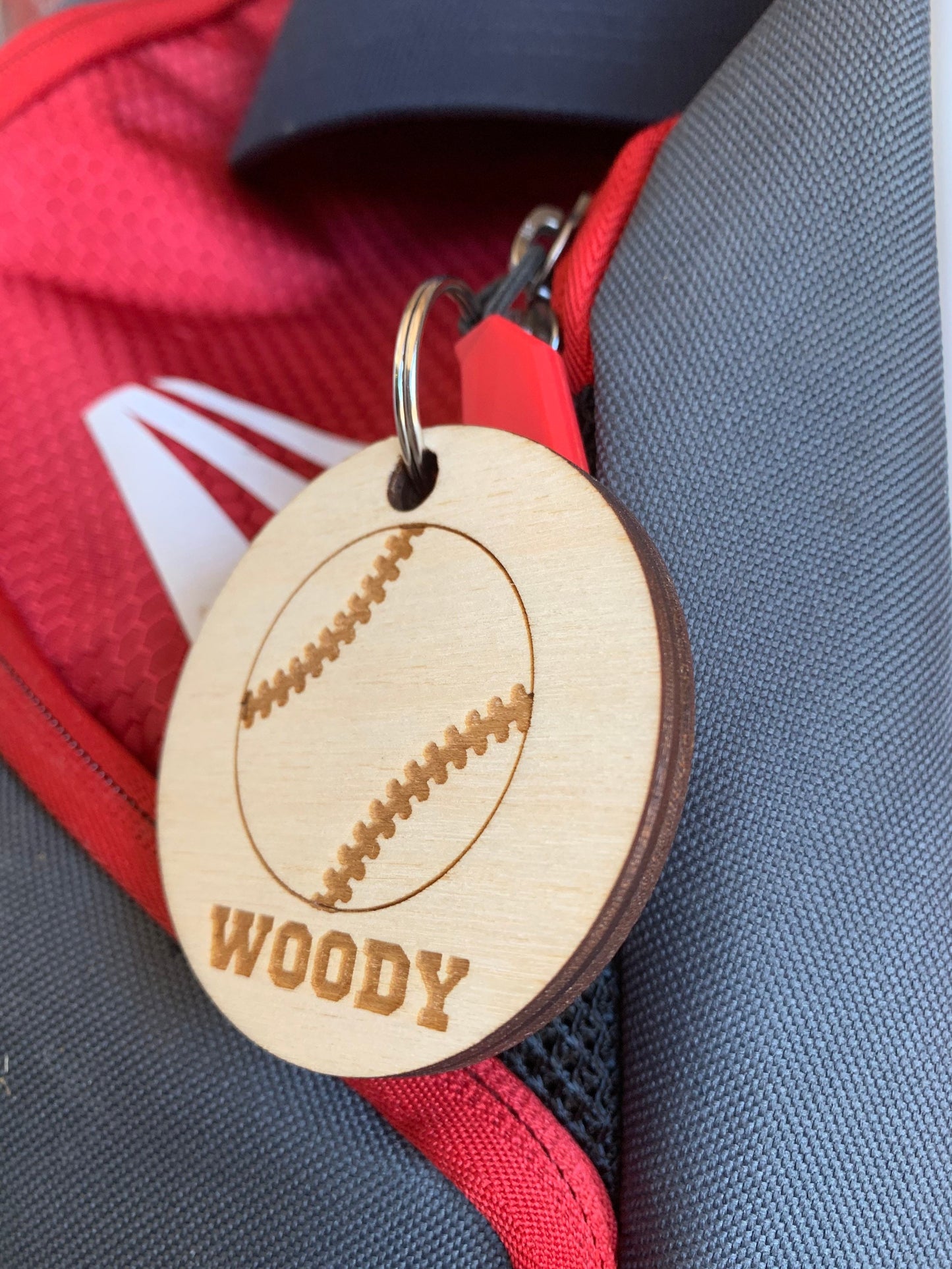 Baseball Wooden Keychain