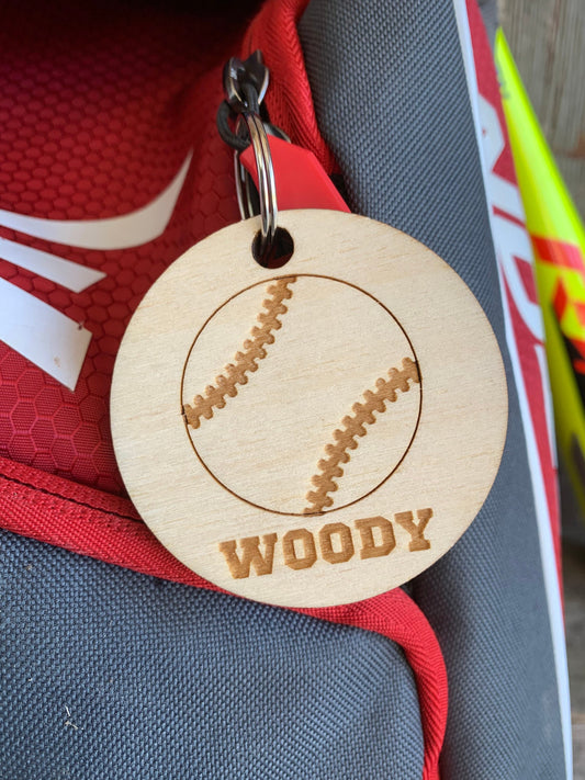 Baseball Wooden Keychain