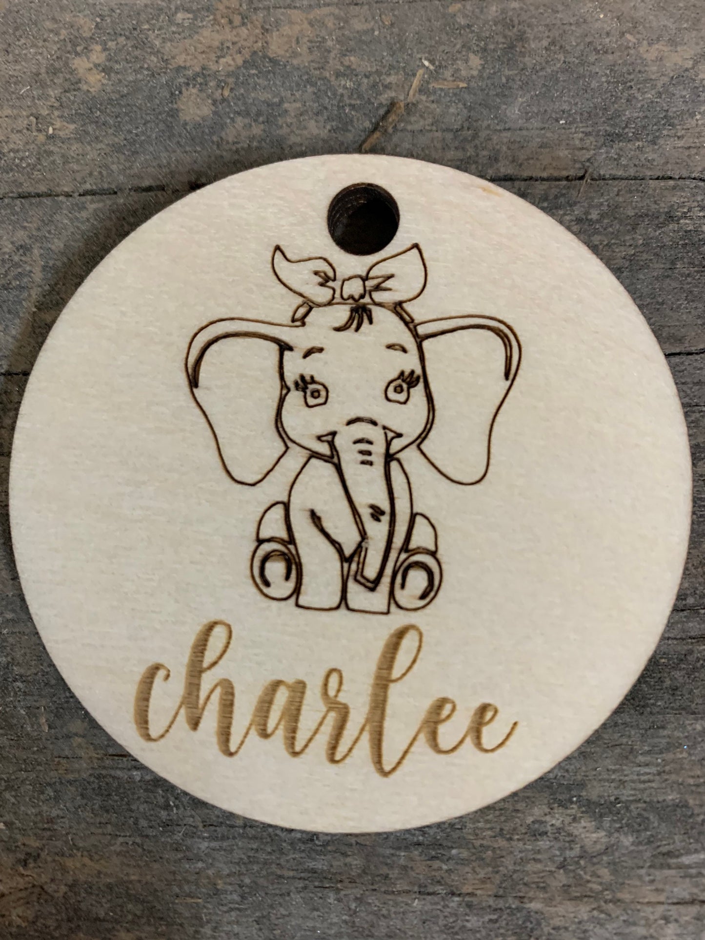 Elephant Wooden Keychain