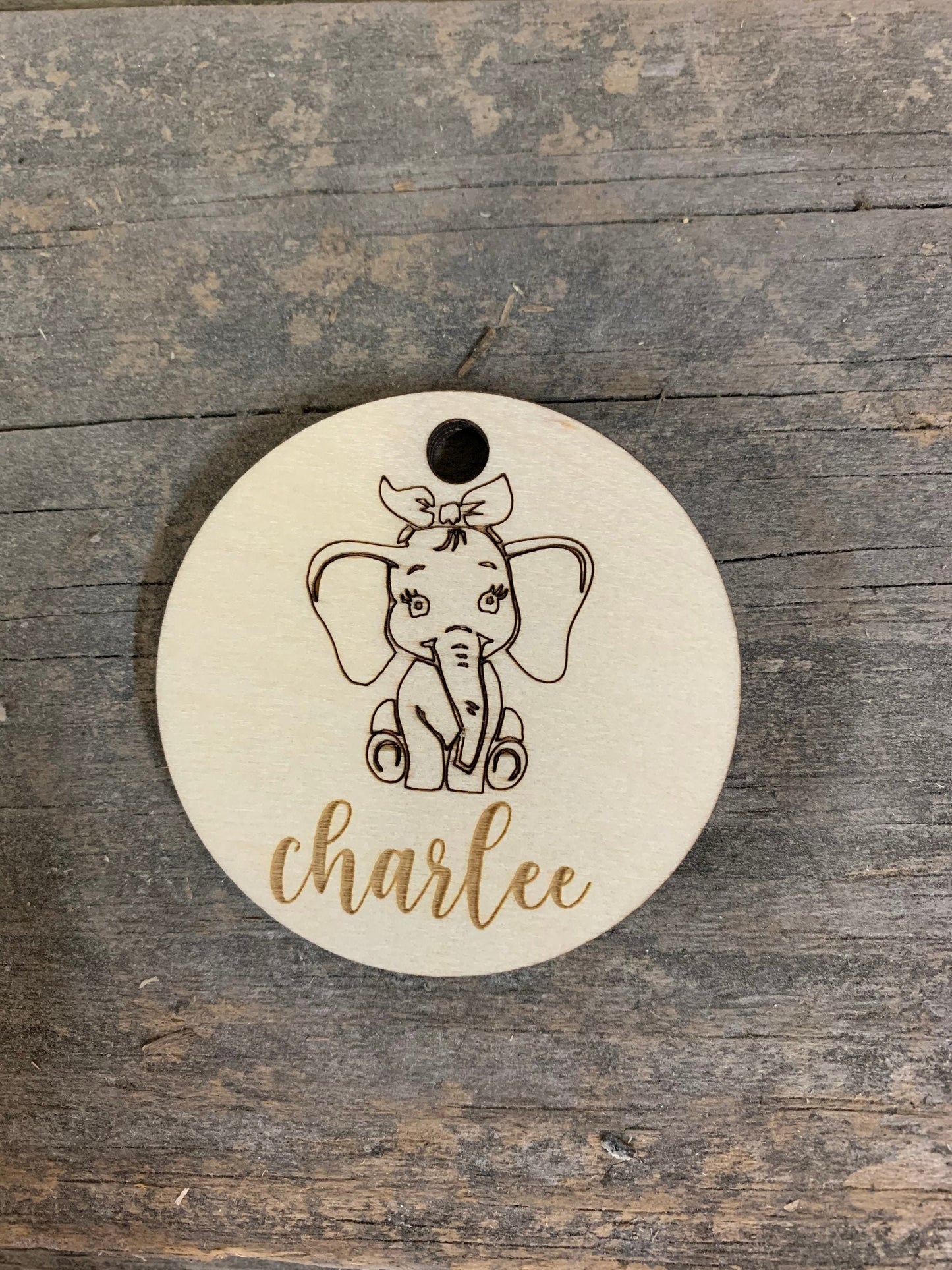 Elephant Wooden Keychain