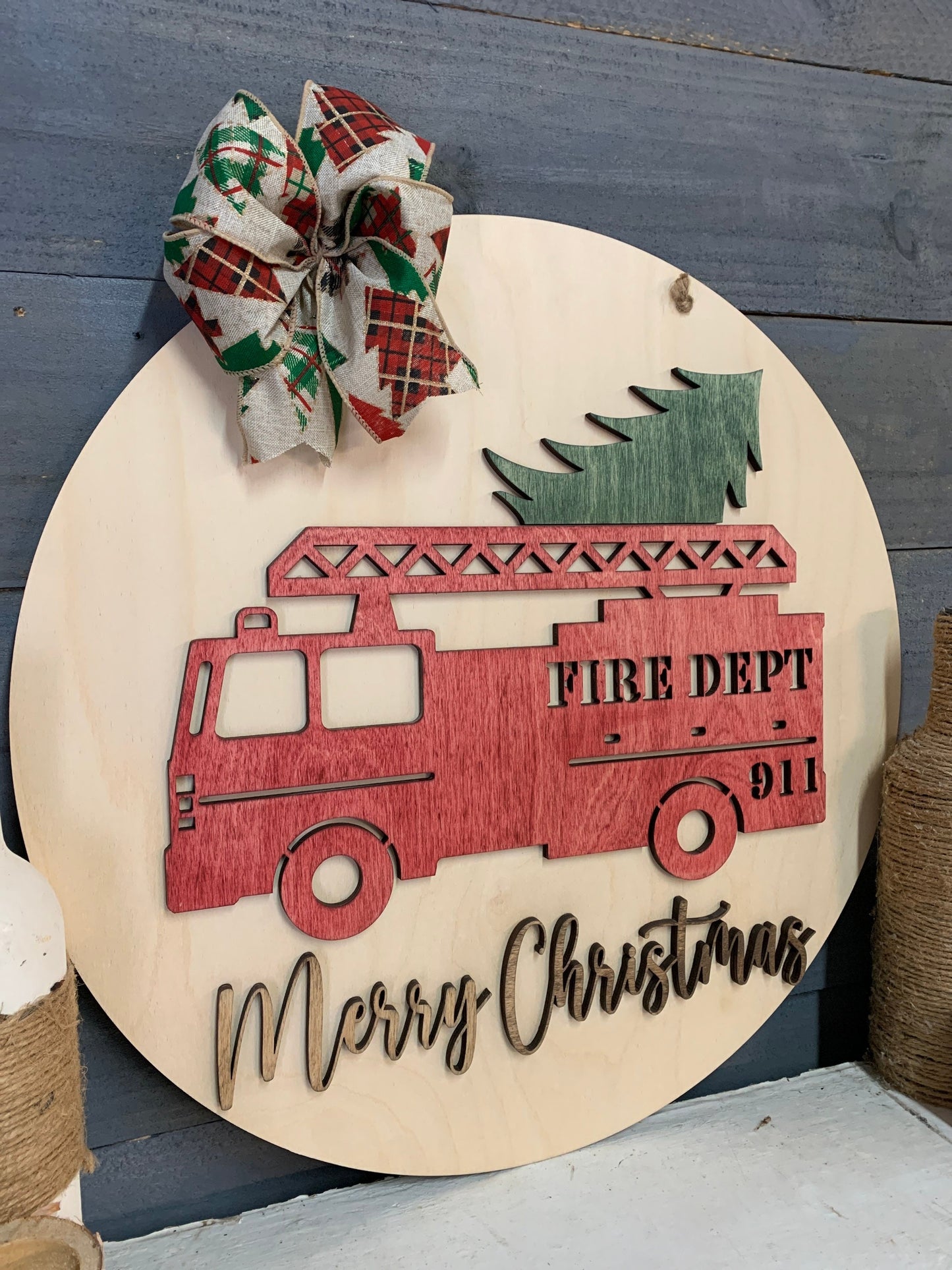 Firetruck with a Christmas Tree