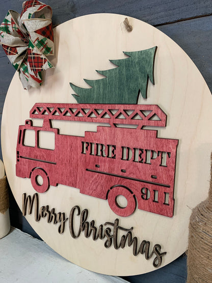 Firetruck with a Christmas Tree